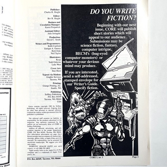 Core Spring 1983 Volume 1 Number 1 Premier Issue. Computers. Vintage. New. - Picture 10 of 11